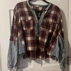 Promesa Plaid and Denim Women's Top